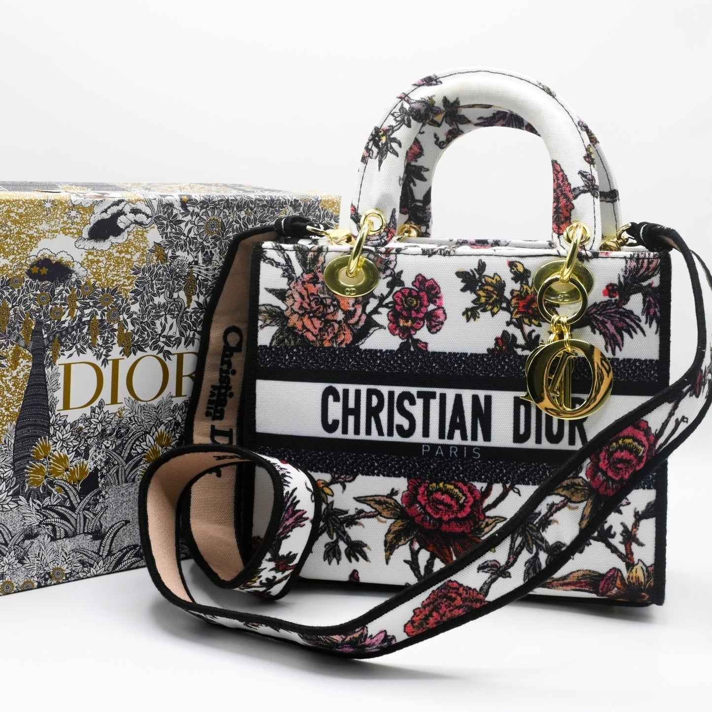 Lady Dior Floral Printed Handbag