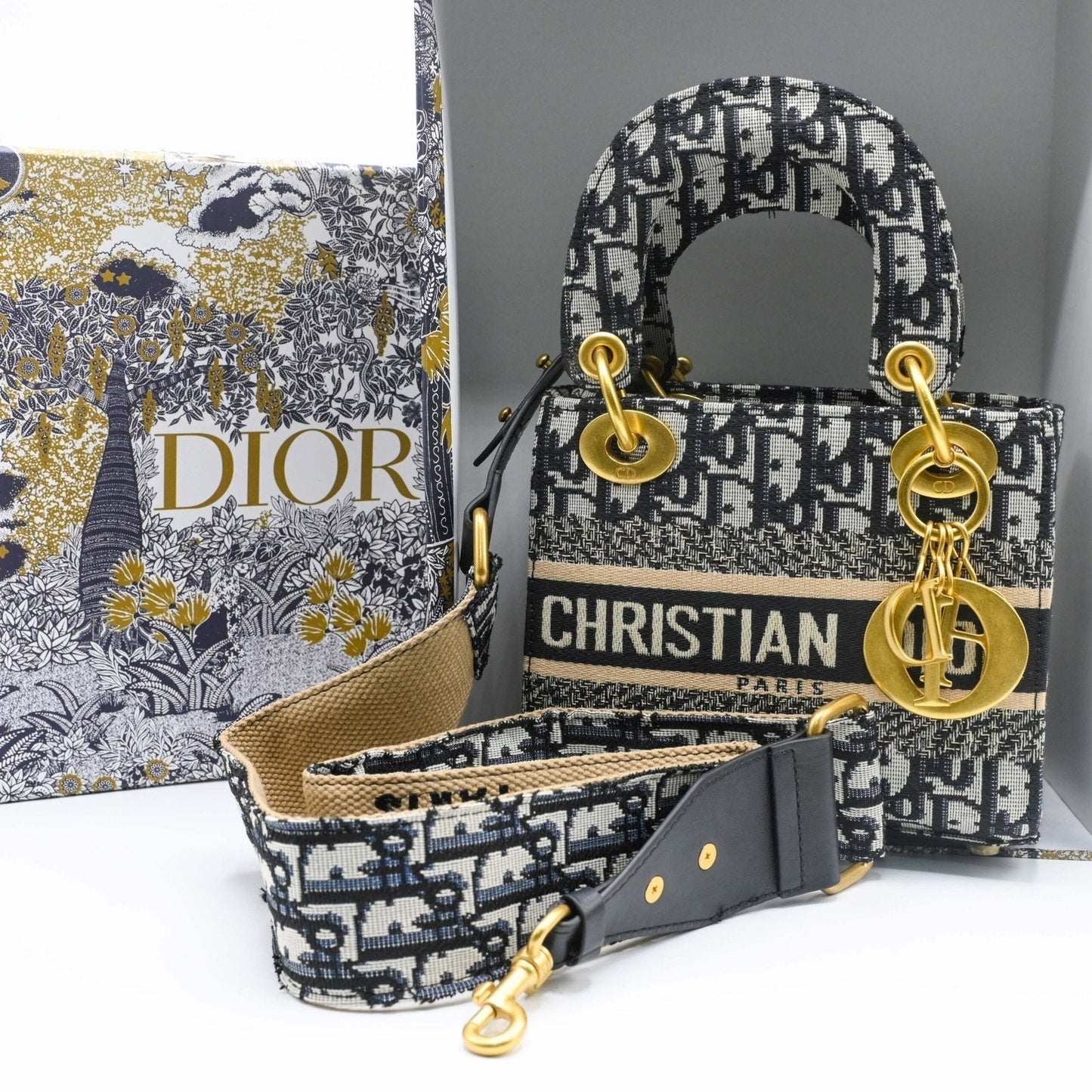 Lady Dior Printed mini Handbag - Black