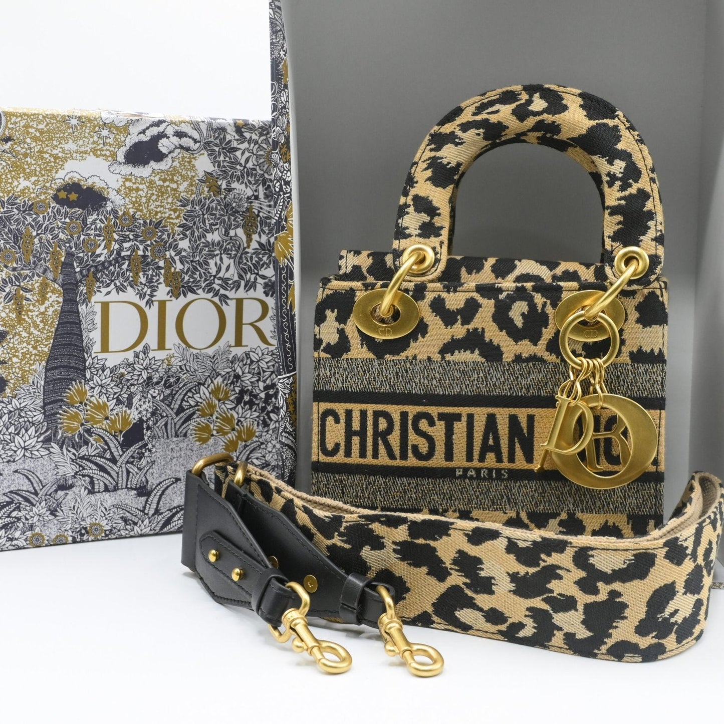 Lady Dior Printed mini Handbag - Golden