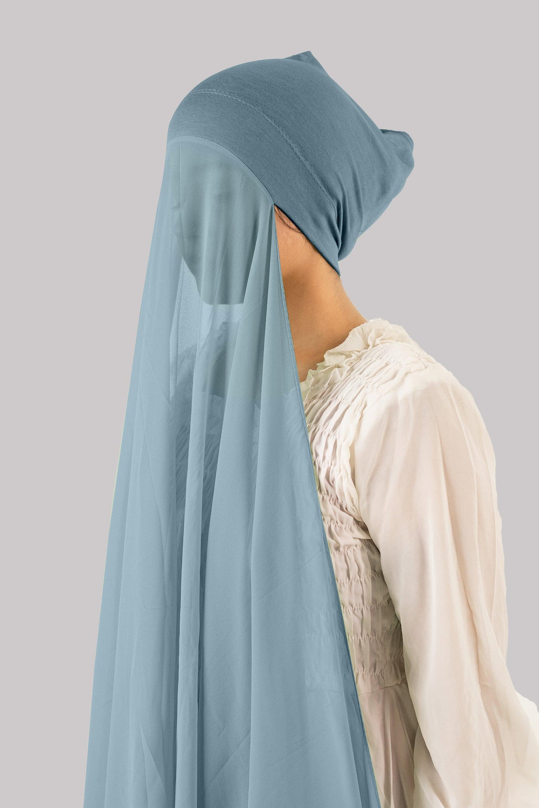 INSTANT HIJAB WITH CAP - SKY BLUE
