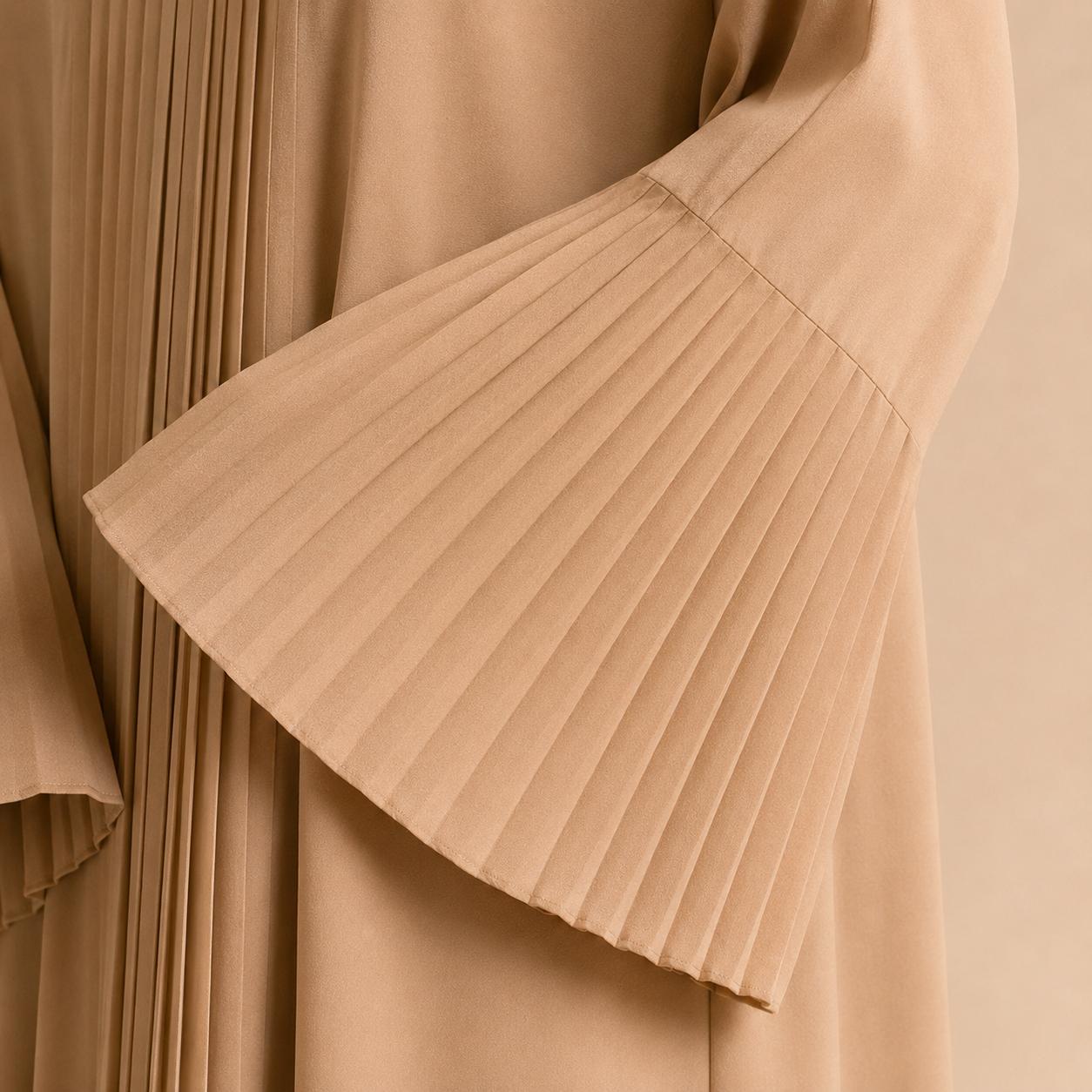 Pleated Grace Abaya — Warm Sand