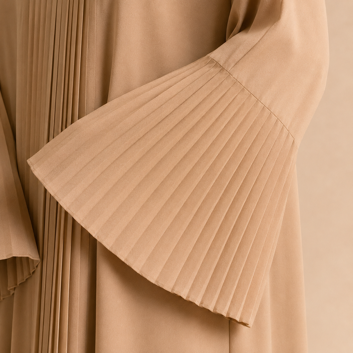 Pleated Grace Abaya — Warm Sand