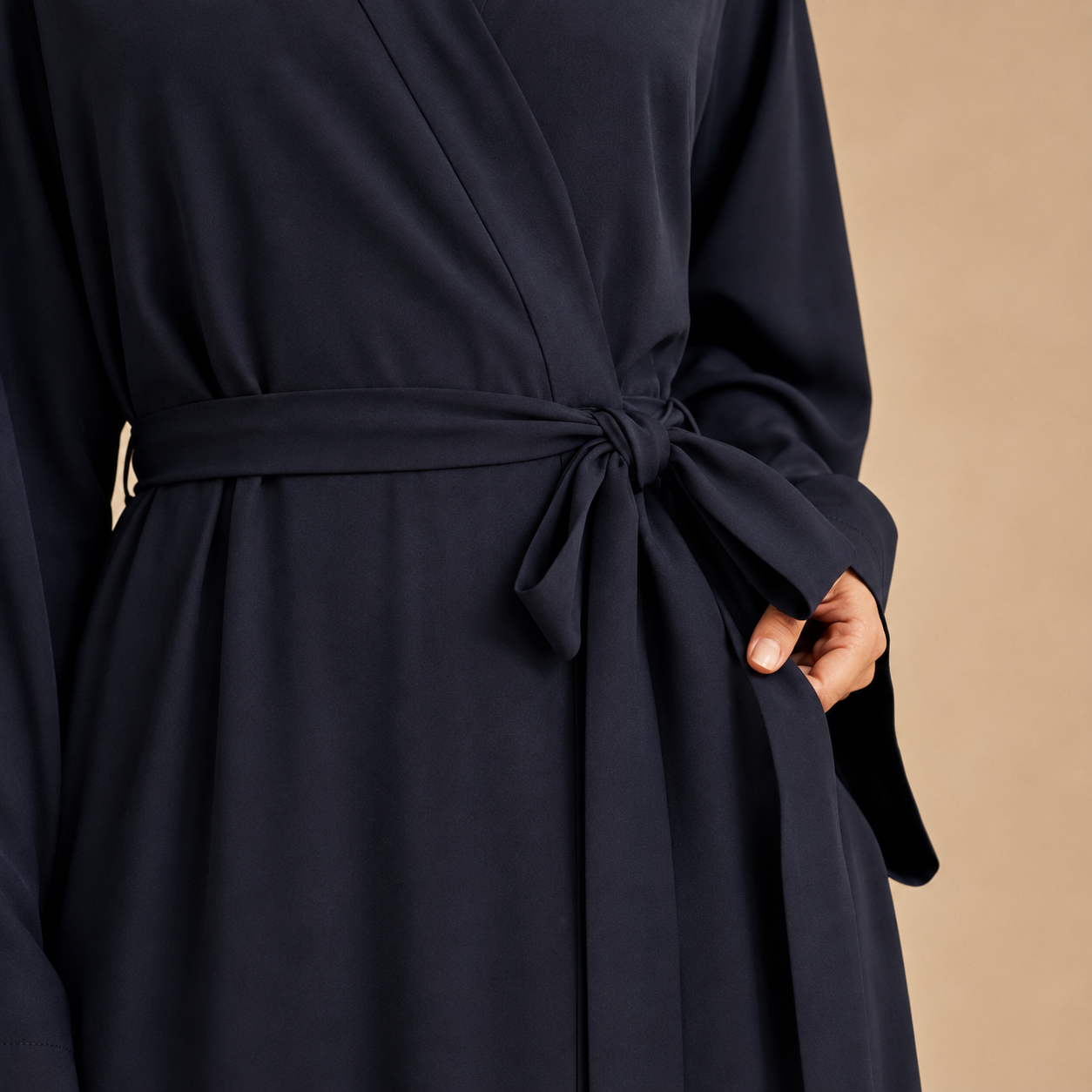Wrap Belt Abaya — Midnight