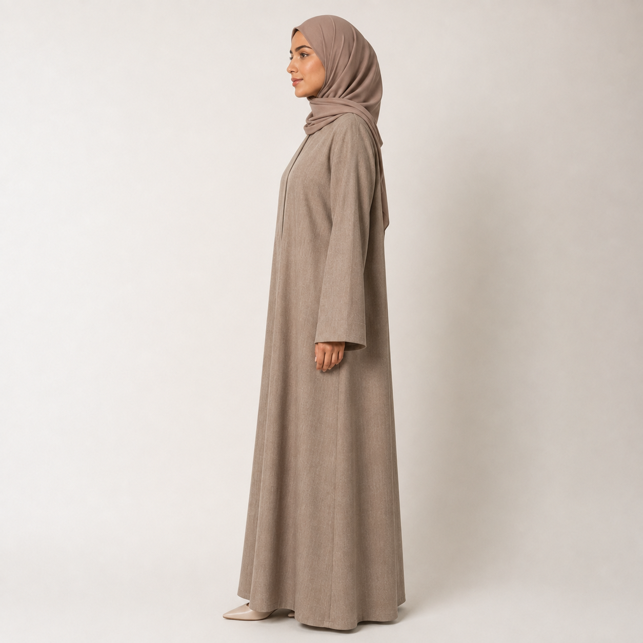 Linen Blend Abaya — Taupe
