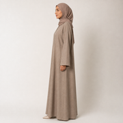 Linen Blend Abaya — Taupe