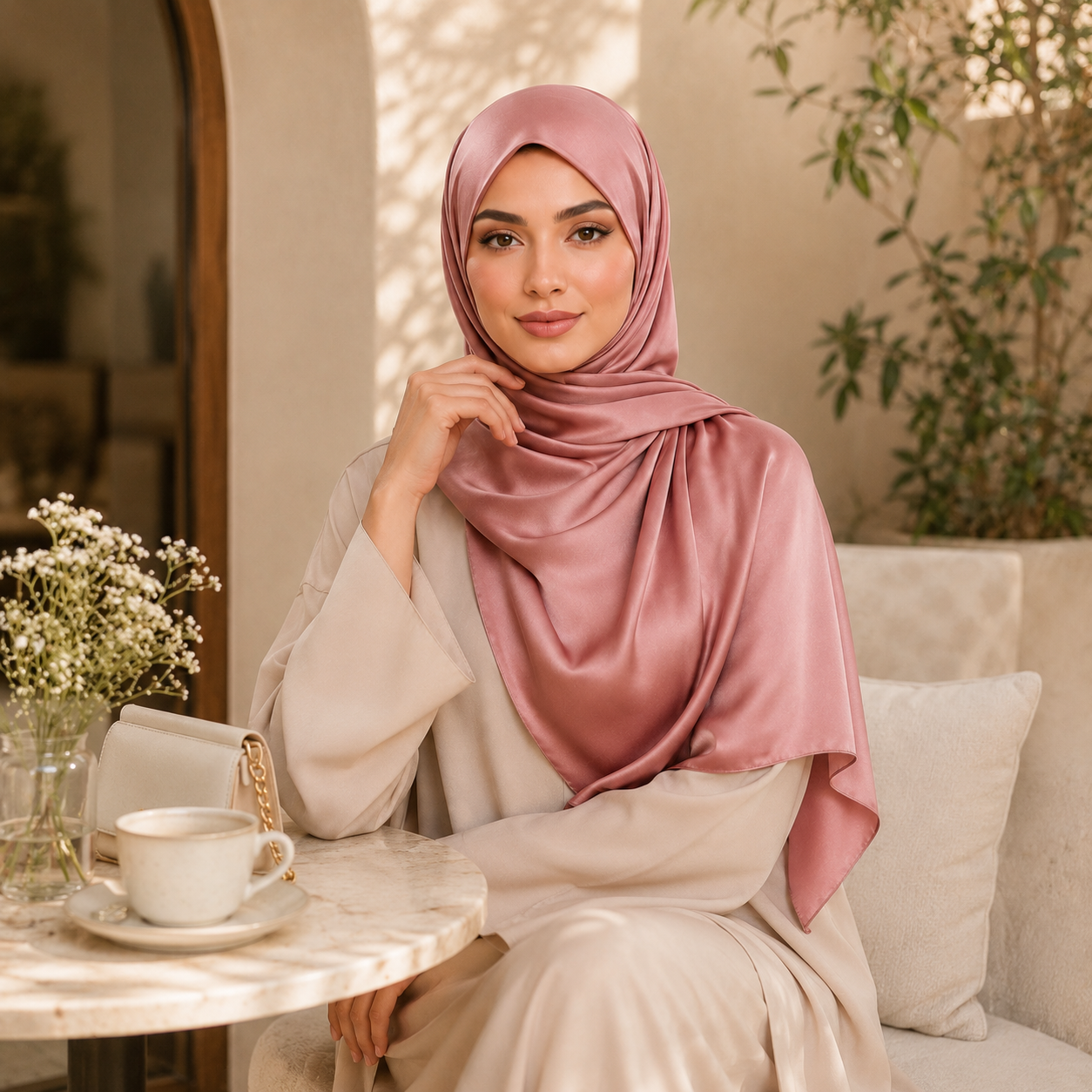 Satin Hijab — Rose