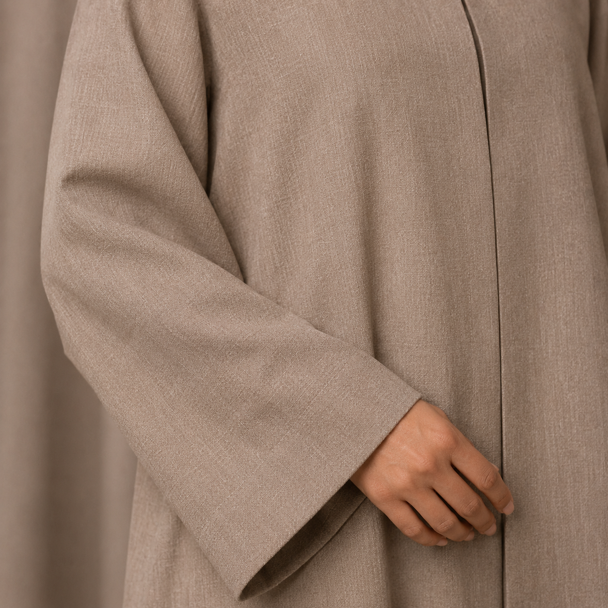 Linen Blend Abaya — Taupe