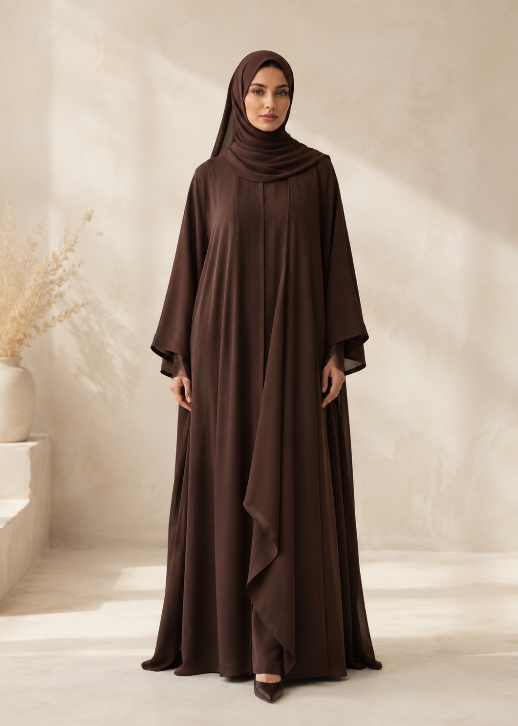Nidha Flow Abaya — Espresso