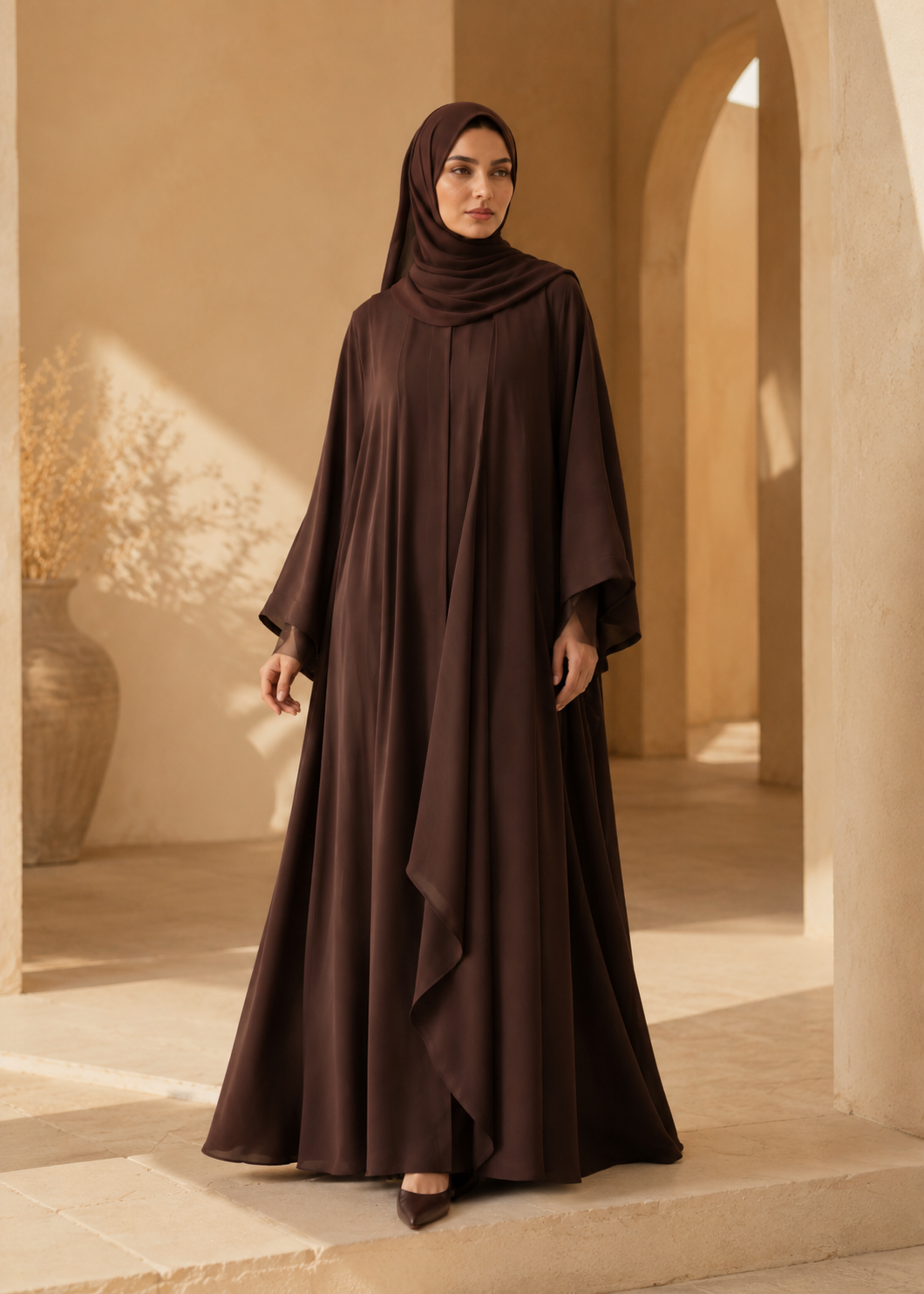 Nidha Flow Abaya — Espresso