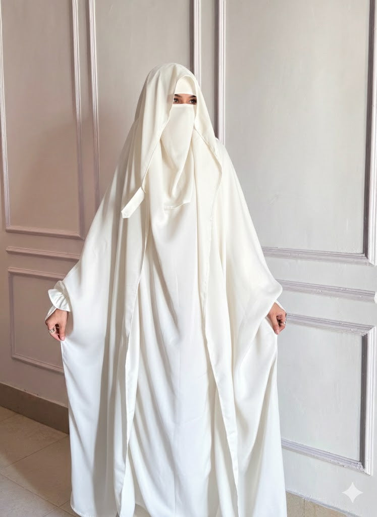Saudi Jilbab - Pearl White