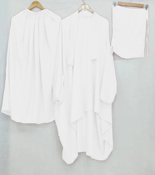 3 Piece Jilbab - White