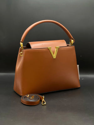 Valentino Signature Top Handle Bag - Brown
