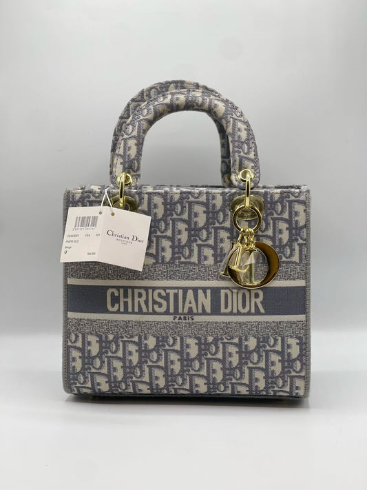 Lady Dior Printed Handbag - Grey