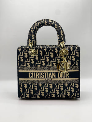 Lady Dior Printed Handbag - Black