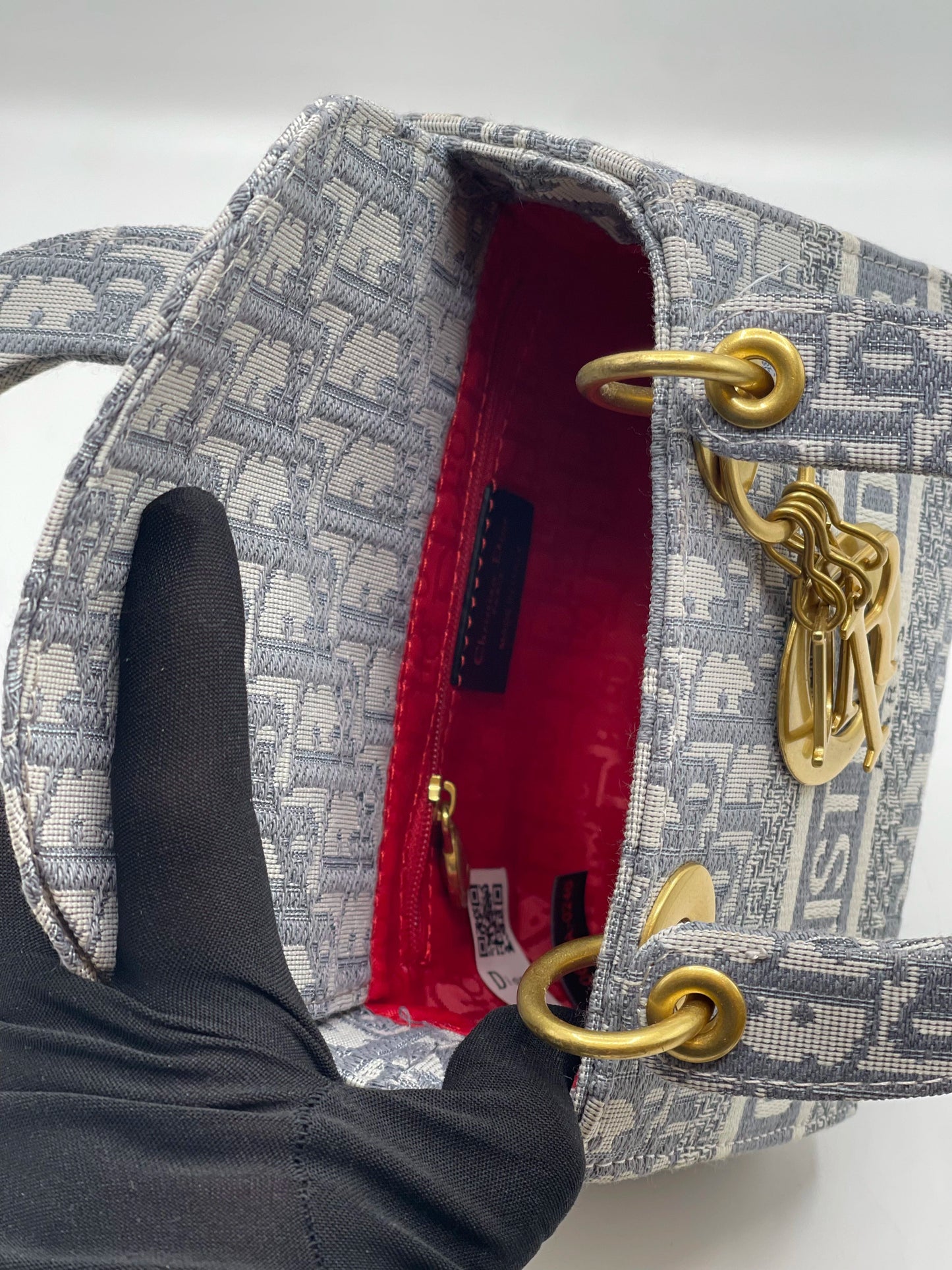 Lady Dior Printed Handbag - Grey