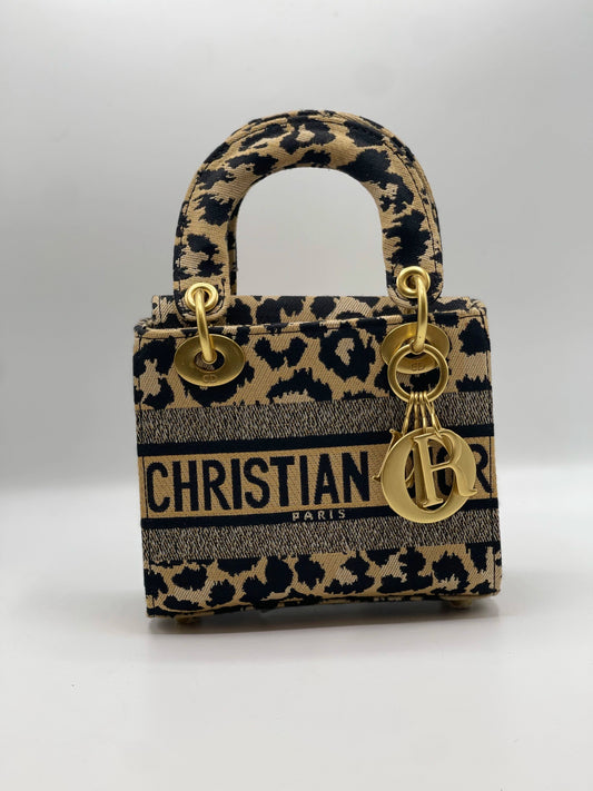 Lady Dior Printed mini Handbag - Brown