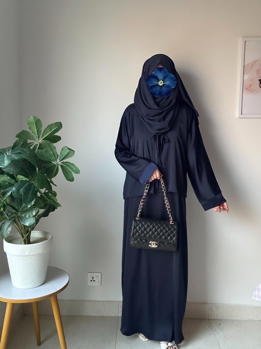 Overlay Abaya - Navy blue