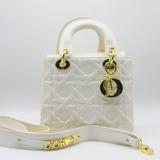 Lady Dior Hand Bag - White