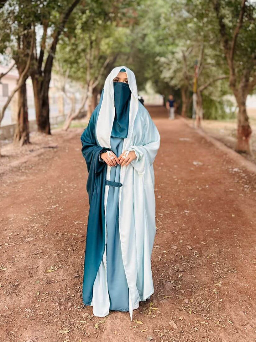 SAUDI JILBAB - Teal & Pearl