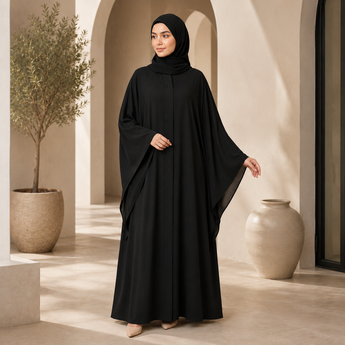 Dubai Butterfly Abaya — Black