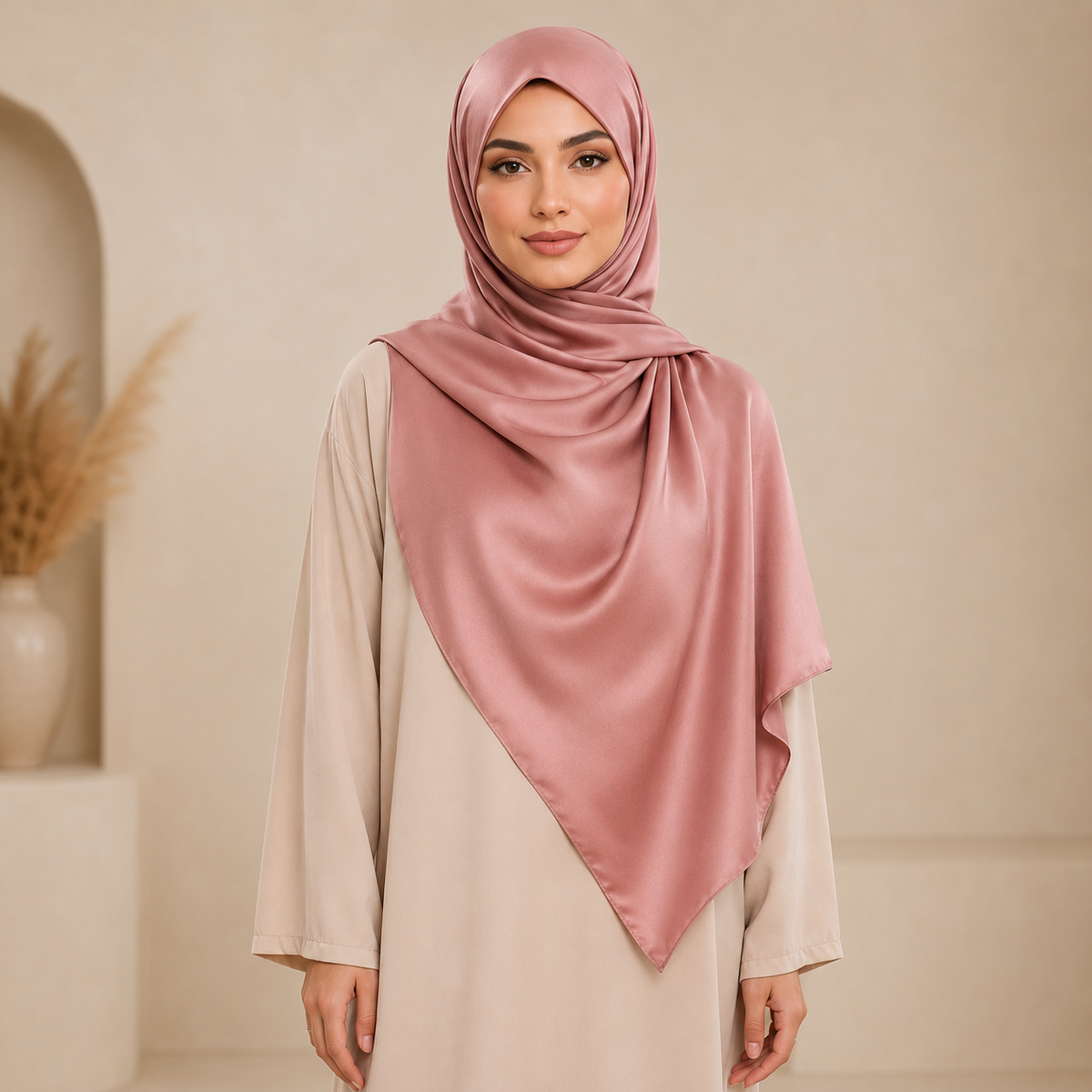 Satin Hijab — Rose